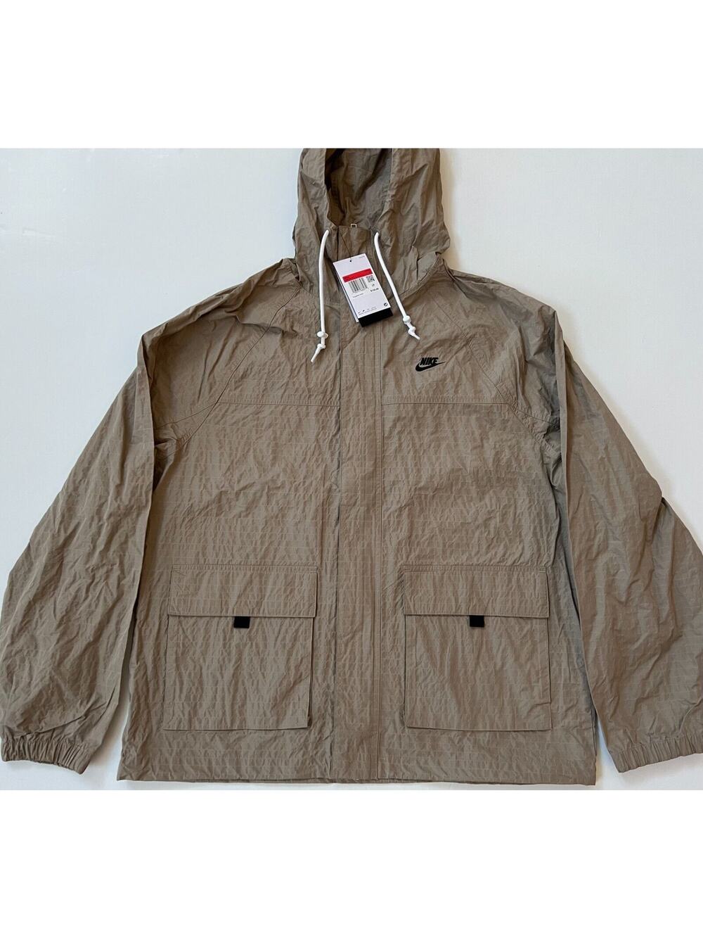 Nike Club Bowline Jacket Windbreaker Khaki Black FN3108-247 Men's Size L